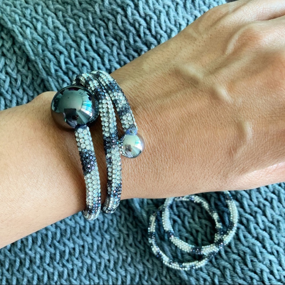 3-Lines Spiral Wraparound Rhinestone Bracelet